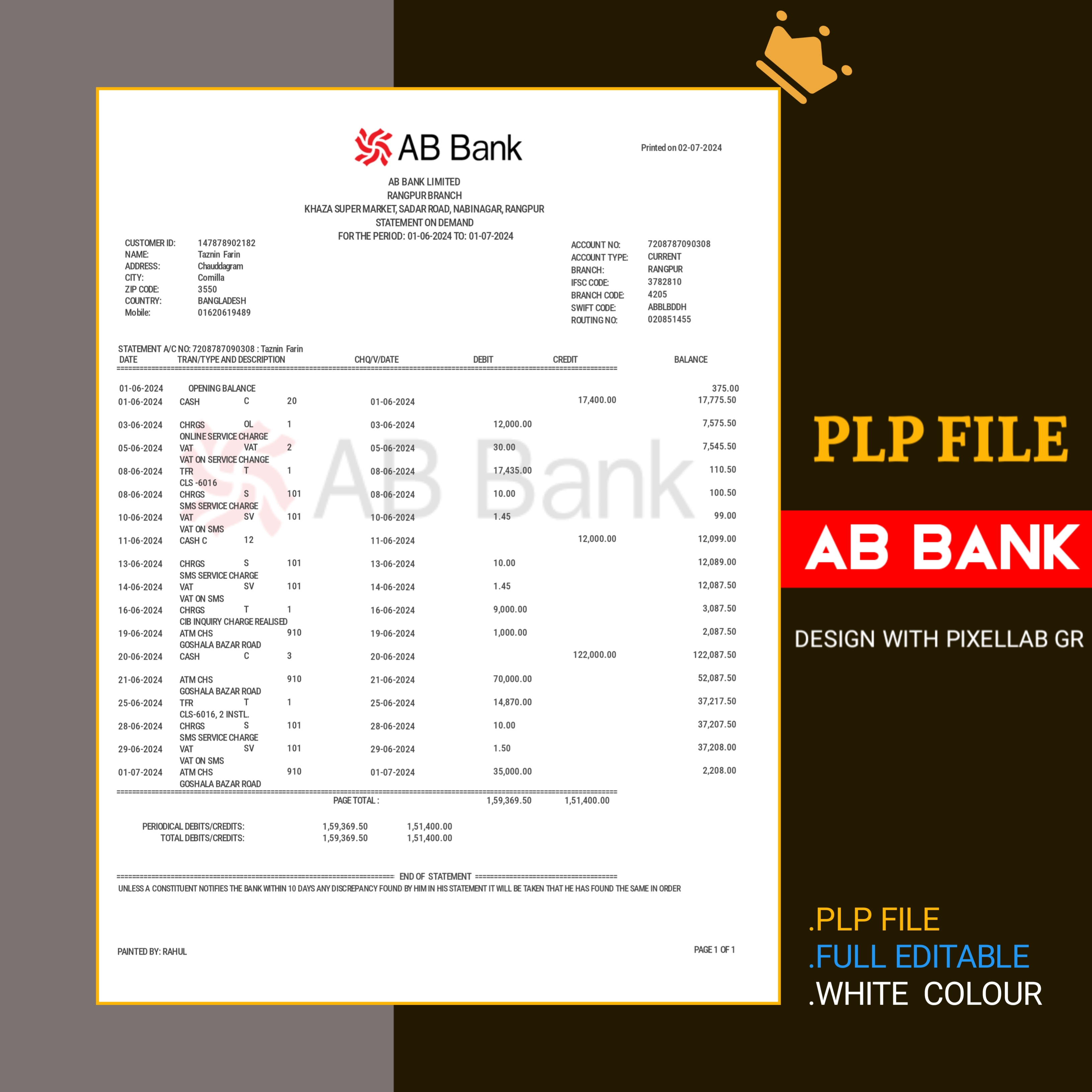 প্রিমিয়াম AB Bank পোস্টার PLP ফাইল এক ক্লিকে