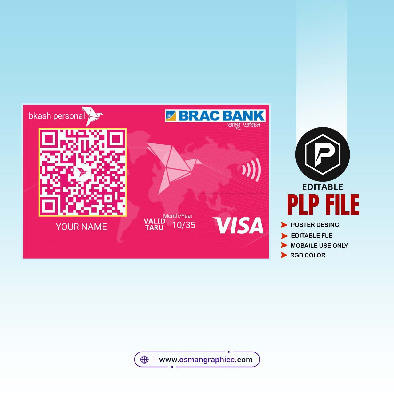 bKash Personal QR Card Design PLP File